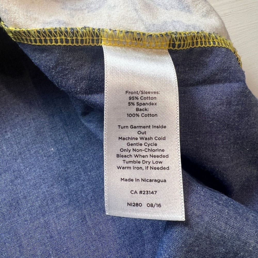 Talbots Petites Women's SP Yellow Blue Floral Top Preppy Classic - Picture 6 of 7